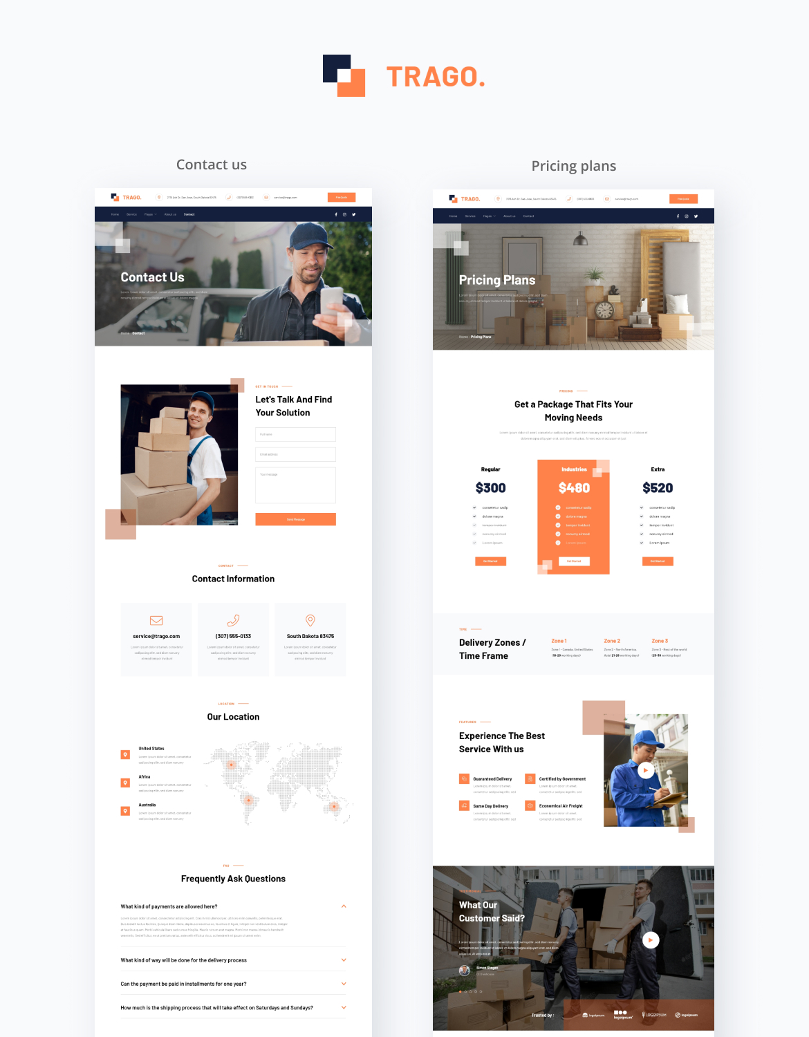 Trago | Moving Company Elementor Template Kit - 4