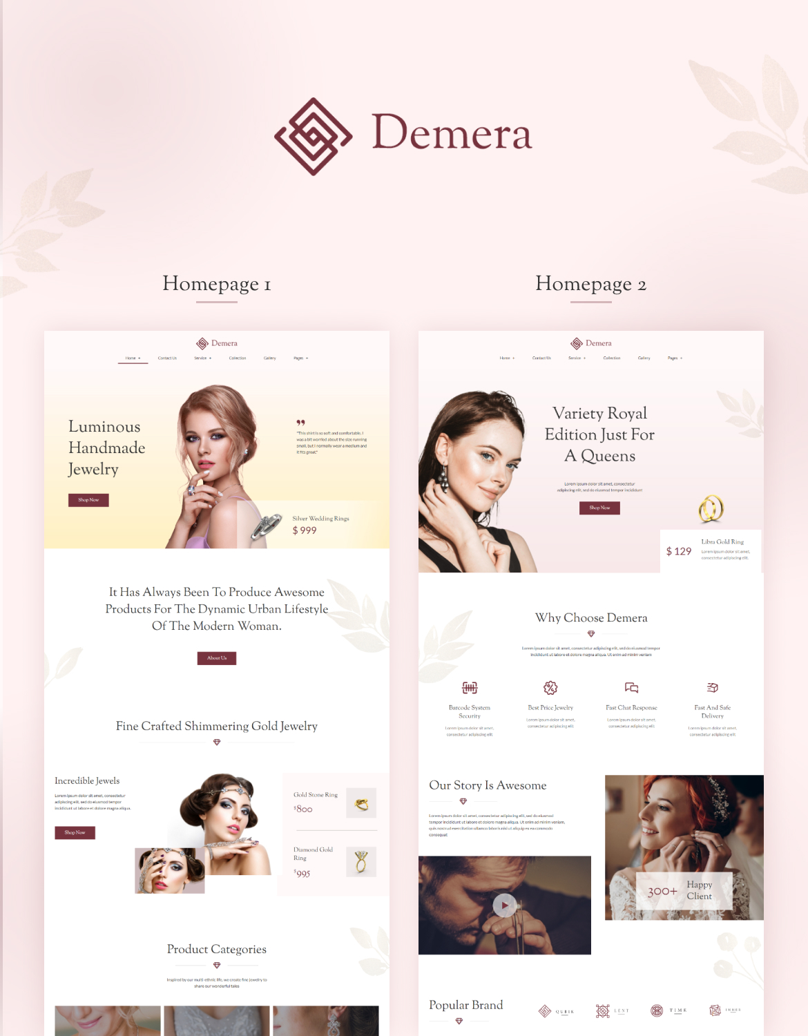 Demera - Jewelry Manufacturer & Store Elementor Template Kit - 1