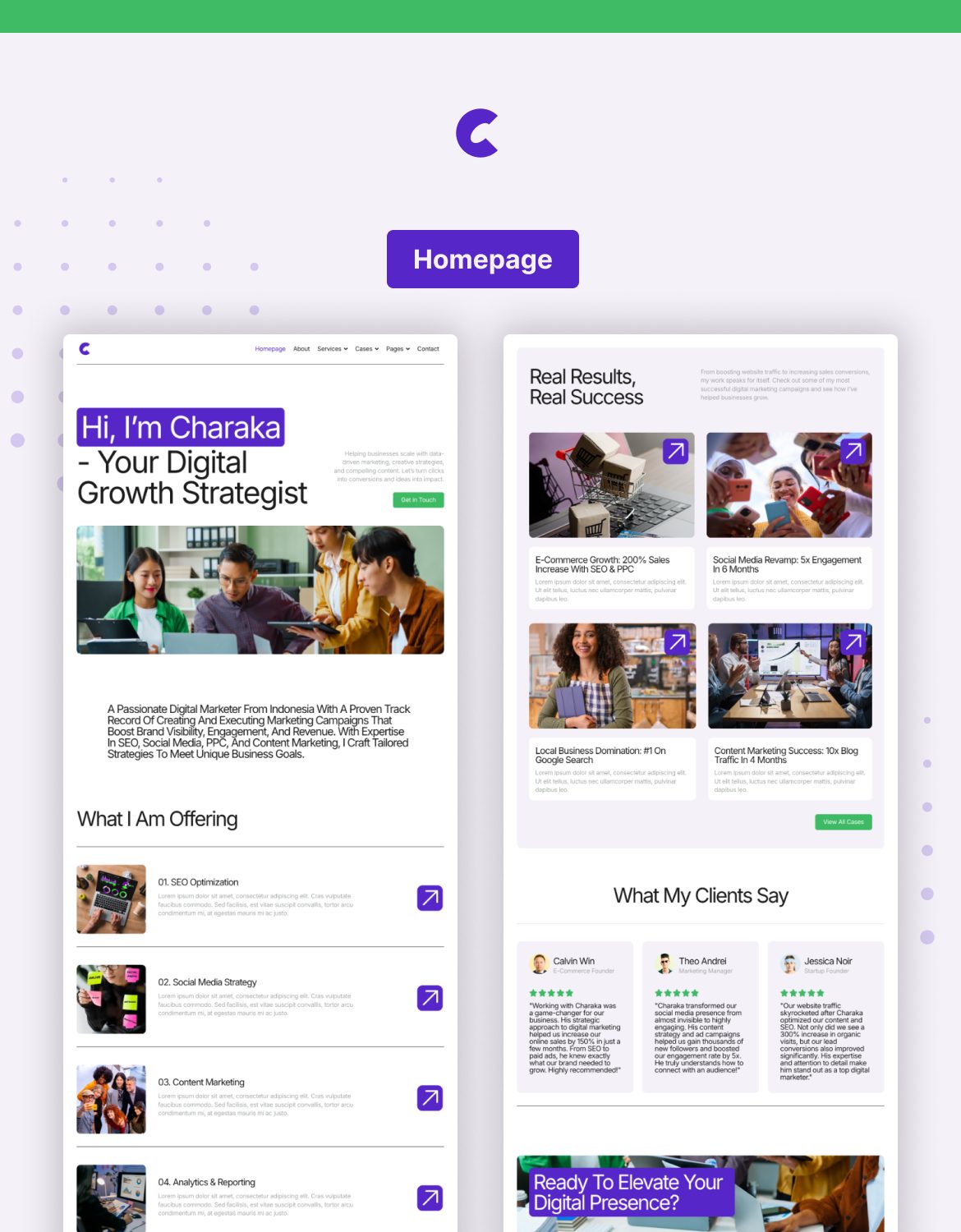 Charaka - Digital Marketer Portfolio Elementor Pro Template Kit