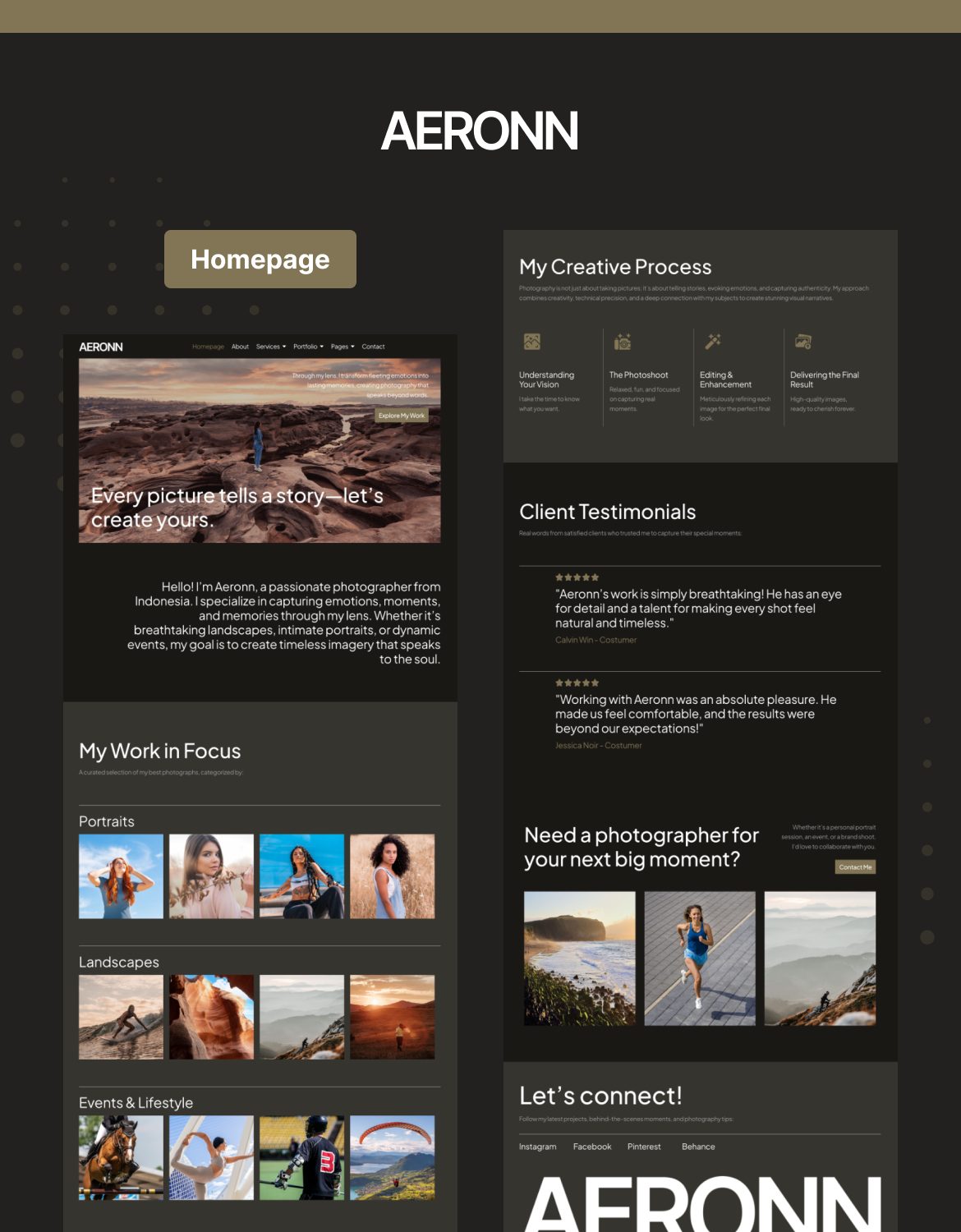 Aeronn - Personal CV Photographer Elementor Pro Template Kit