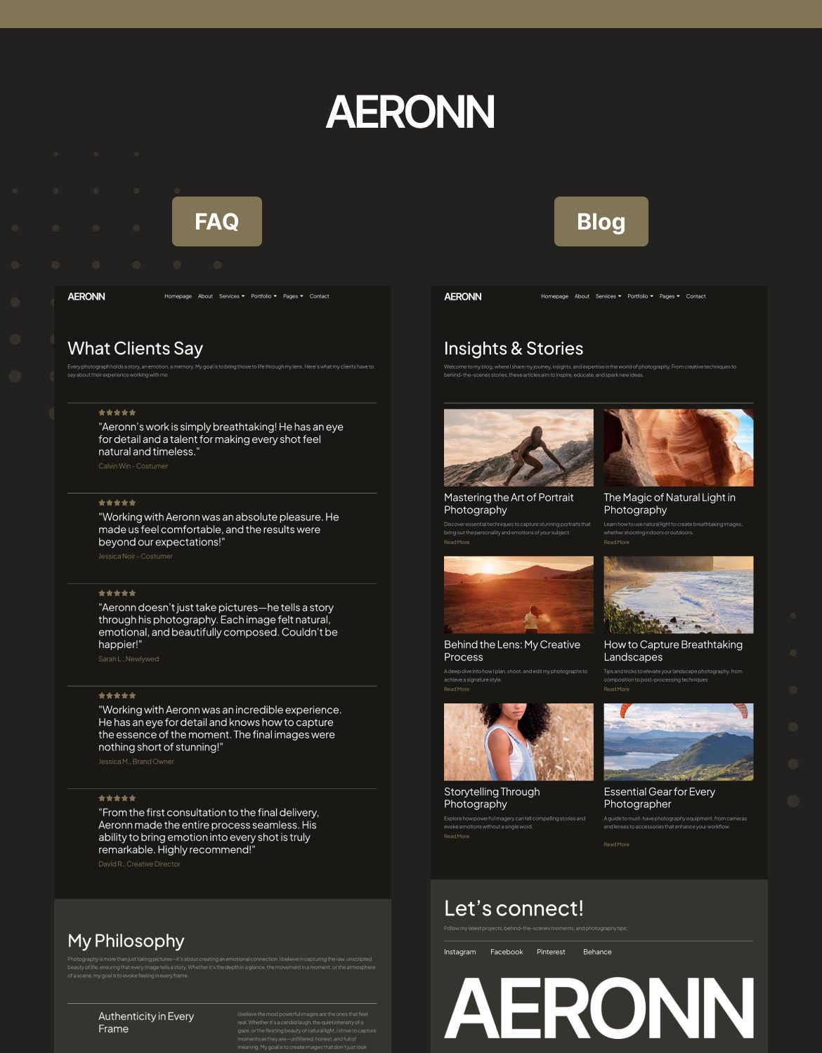 Aeronn - Personal CV Photographer Elementor Pro Template Kit