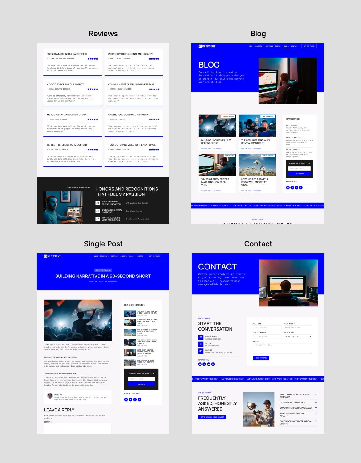 KlipSeni - Personal CV Video Editor Elementor Pro Template Kit