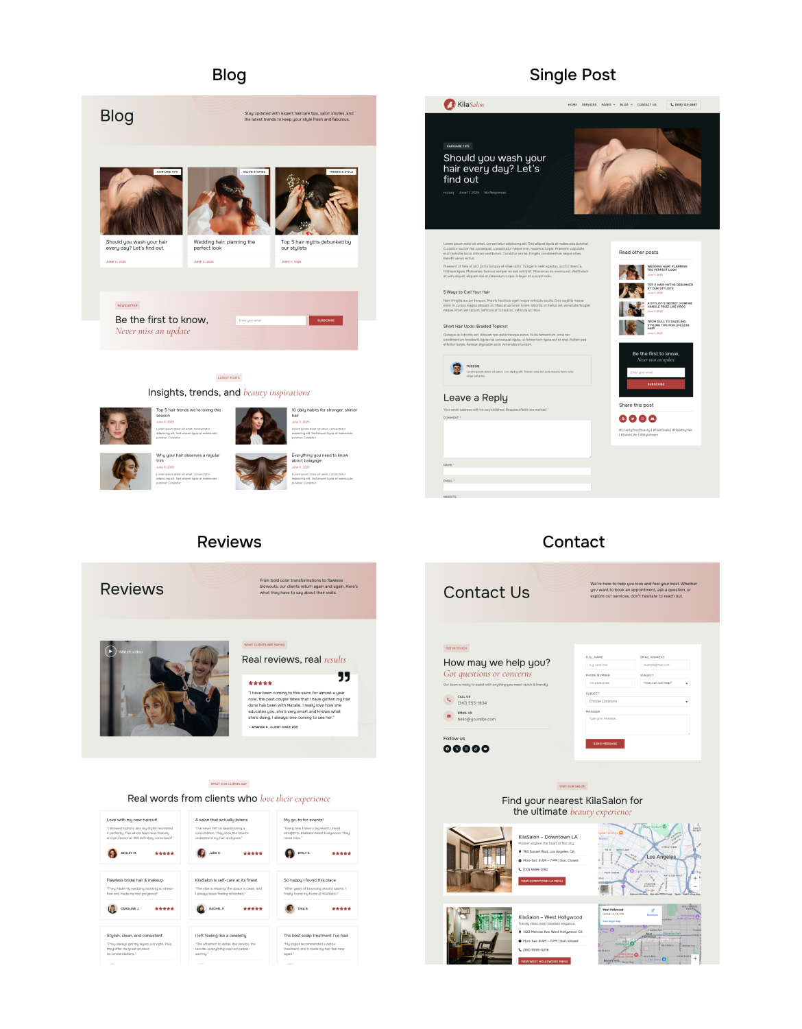 KilaSalon - Hair and Beauty Salon Elementor Template Kit