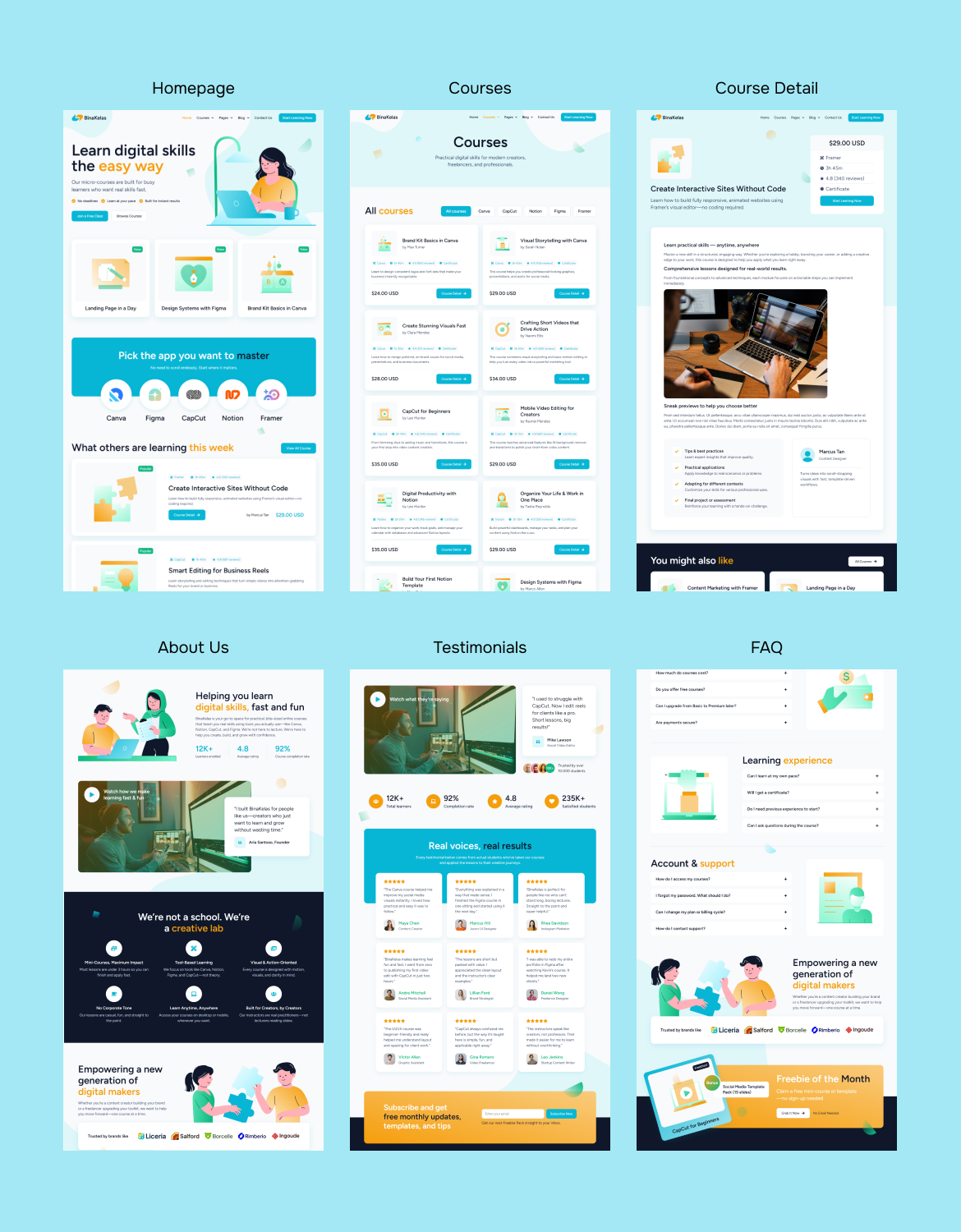 BinaKelas - E-Course & Online Tutorials Elementor Pro Template Kit