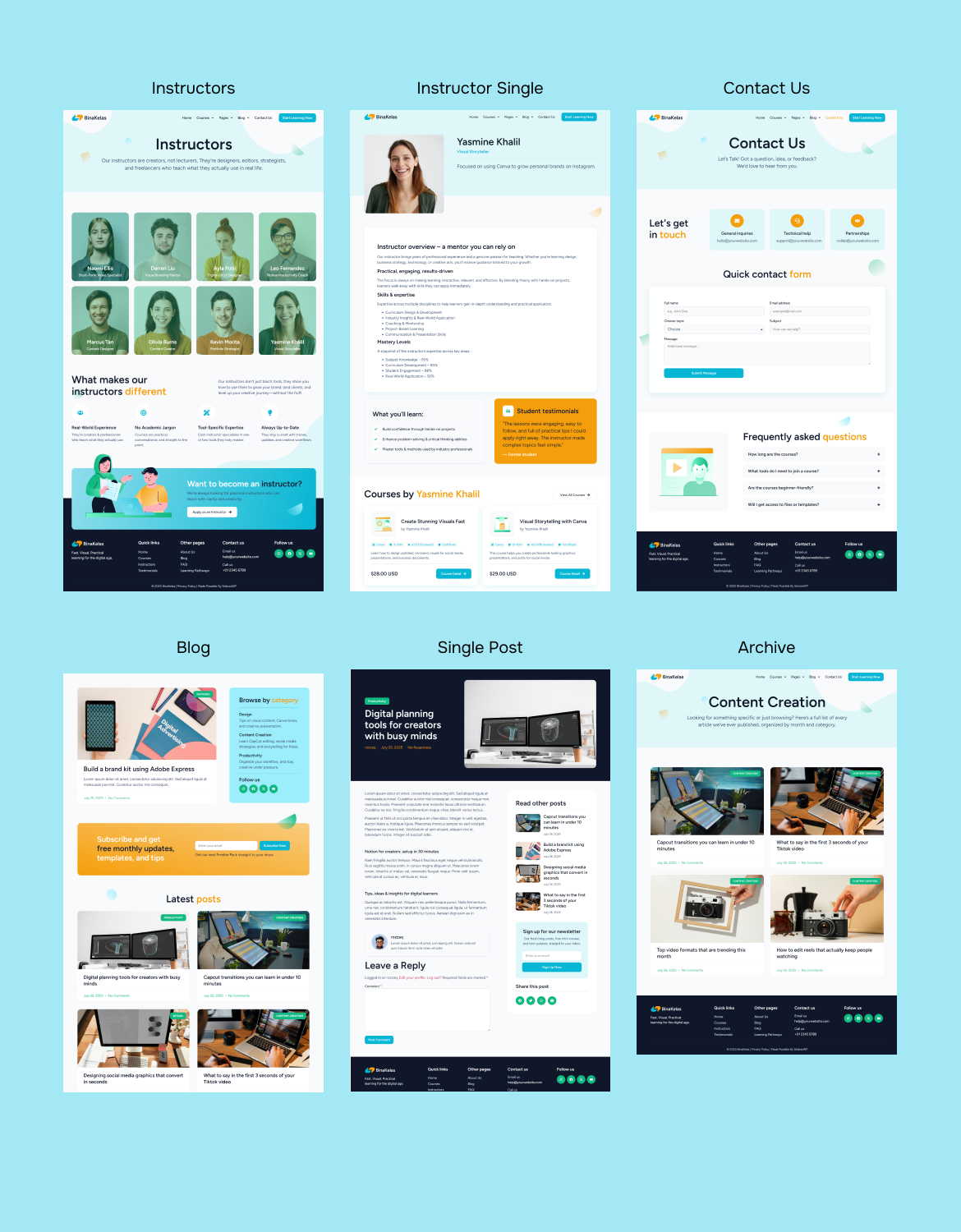 BinaKelas - E-Course & Online Tutorials Elementor Pro Template Kit