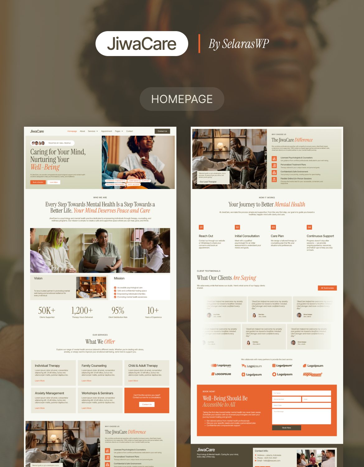 JiwaCare - Psychology & Mental Health Elementor Pro  Template Kit