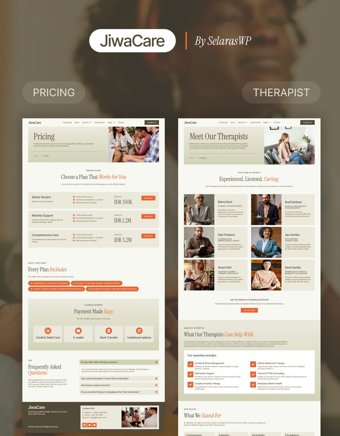 JiwaCare - Psychology & Mental Health Elementor Pro  Template Kit