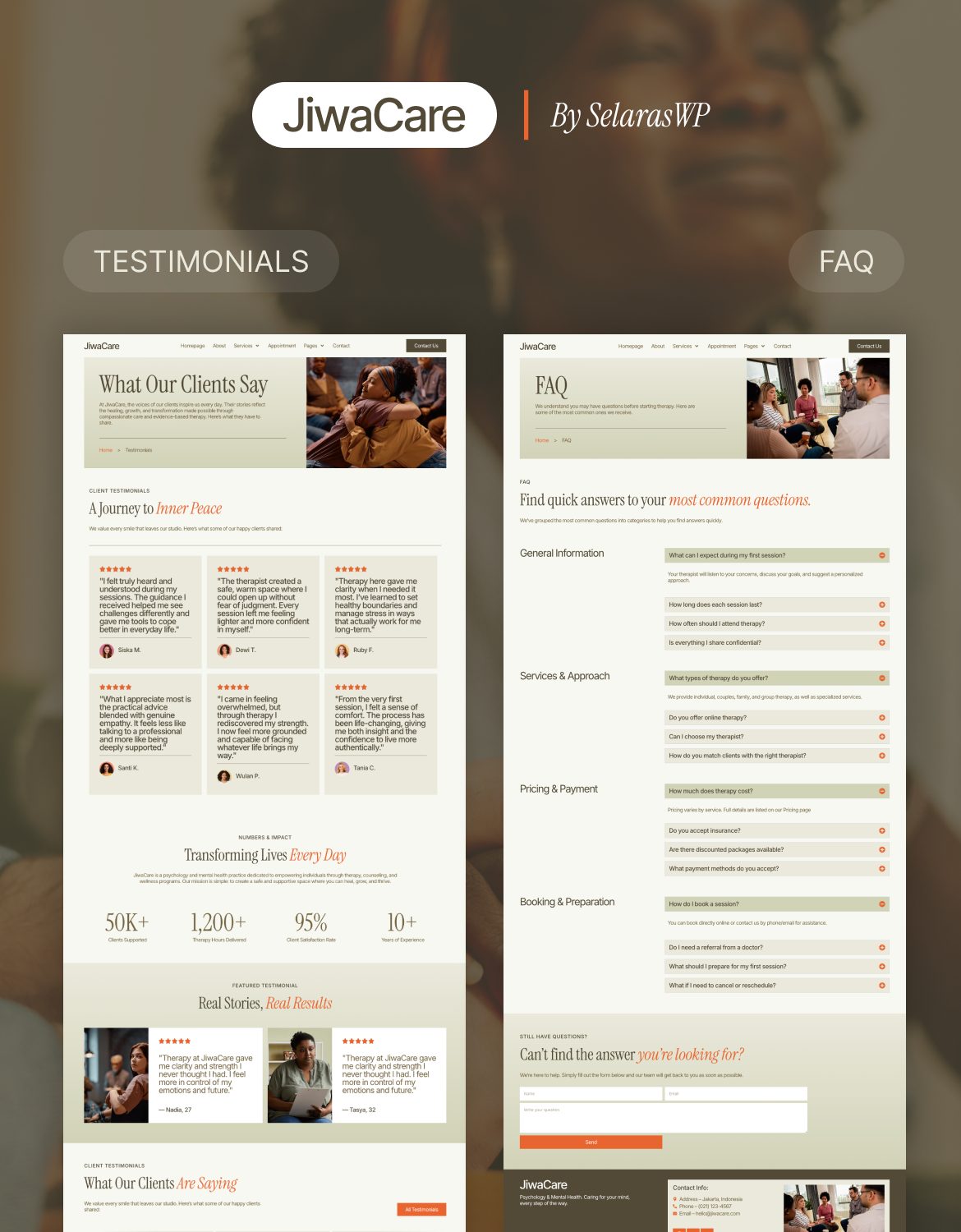 JiwaCare - Psychology & Mental Health Elementor Pro  Template Kit