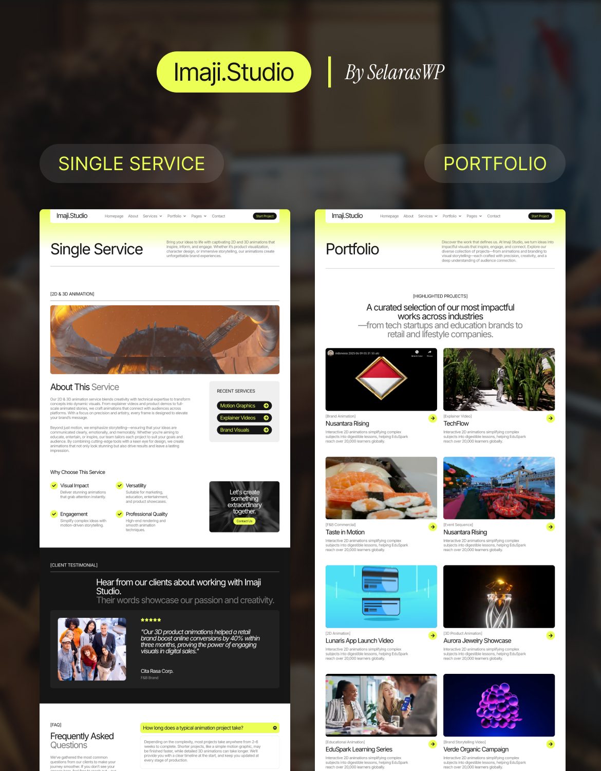ImajiStudio - Motion Graphics & Animation Agency Elementor Pro Template Kit