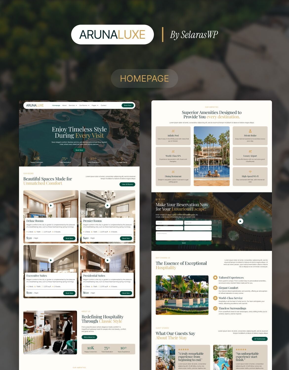 ArunaLuxe - Hotel & Resort Elementor Template Kit