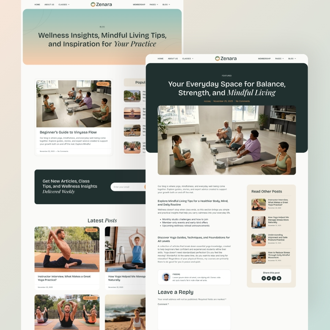 Zenara - Yoga Studio & Fitness Elementor Template Kit