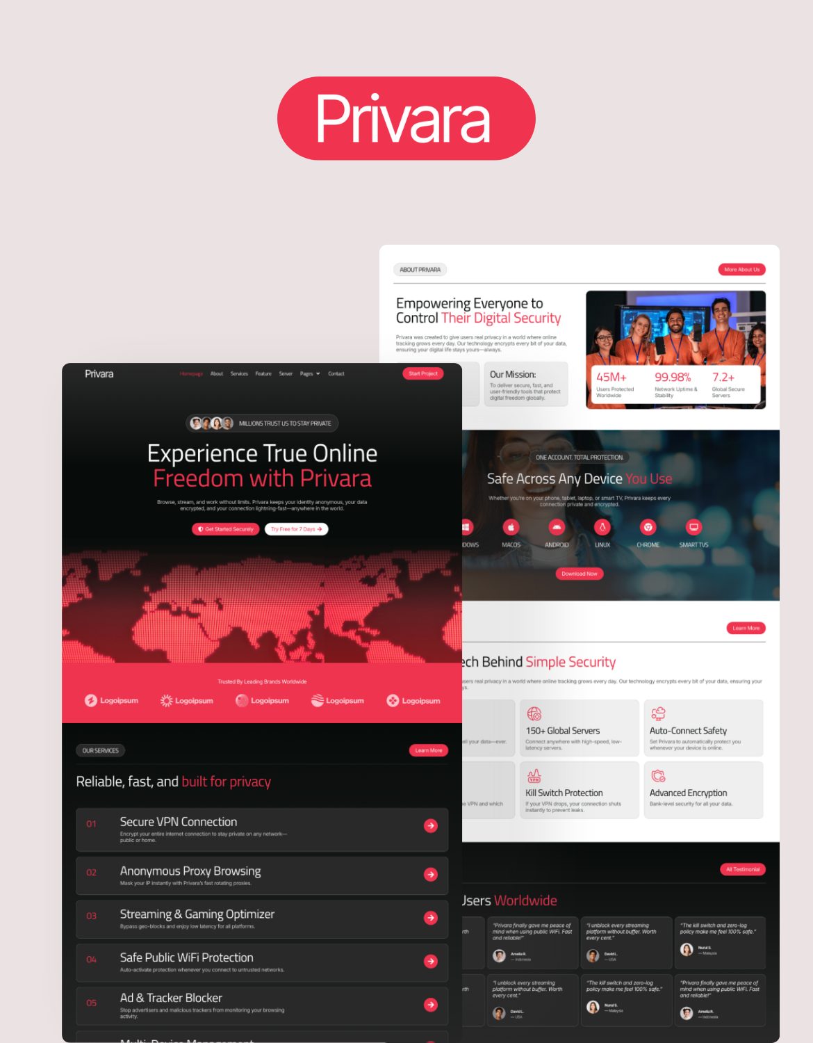 Privara - VPN Service & Proxy Elementor Pro Template Kit