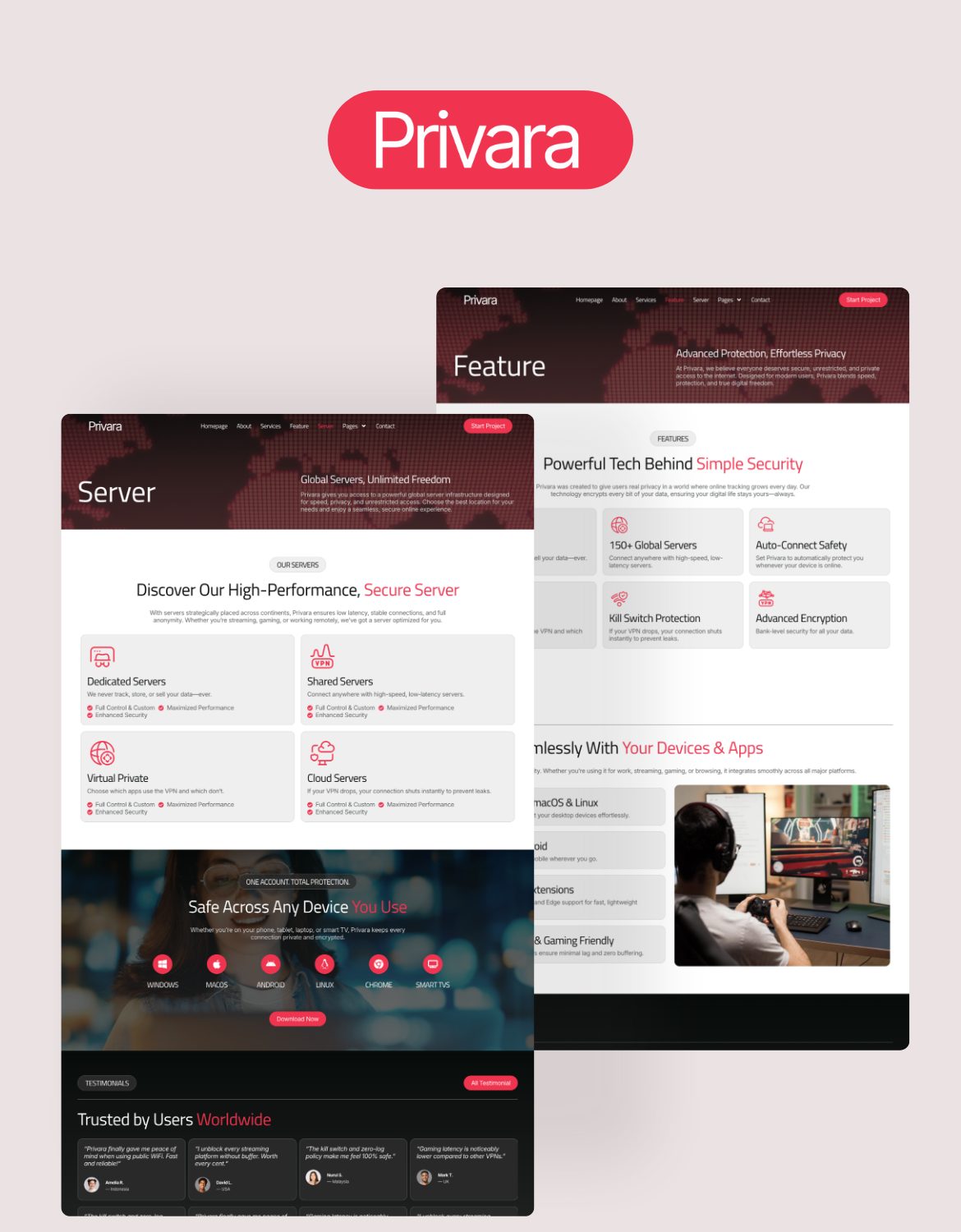 Privara - VPN Service & Proxy Elementor Pro Template Kit